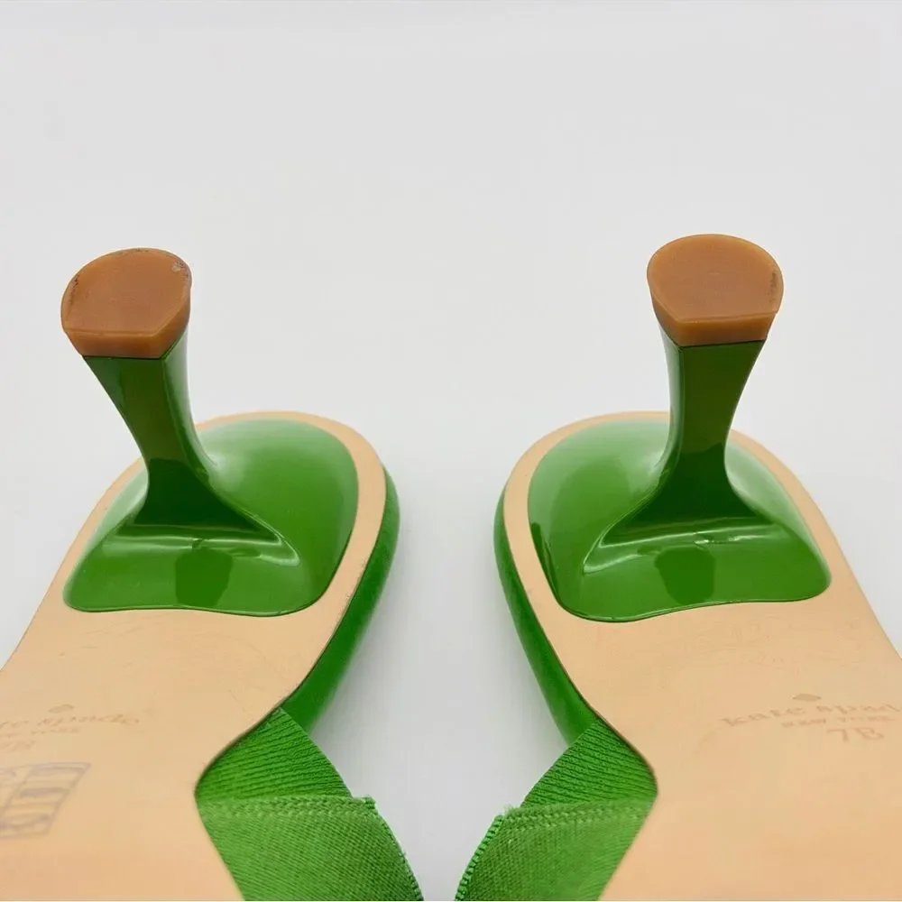 Kate Spade Marigold Kitten Heels Green Mules 7B NWOT
